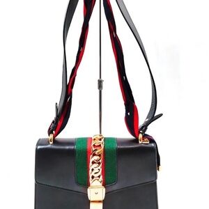 Gucci Black and Green Crossbody Bag